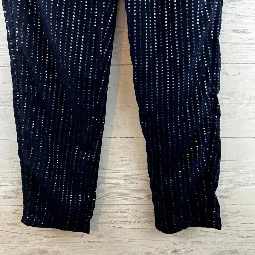 Asos Navy Blue Sequin Straight Leg Pull On Pants Size 28
